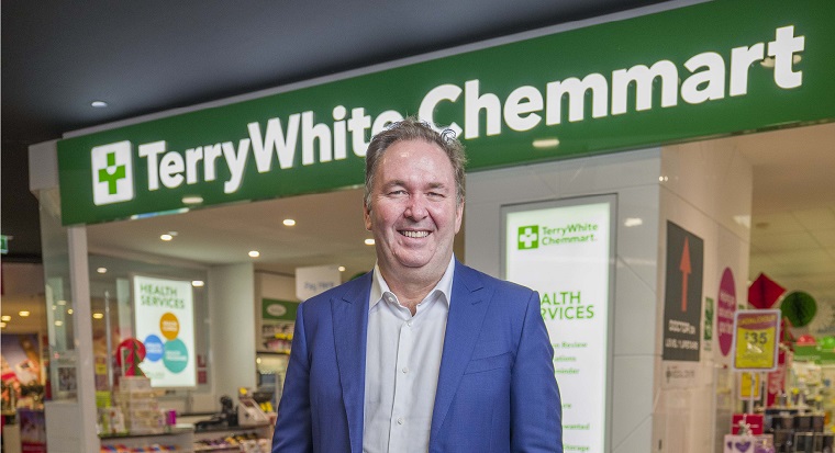 Terry White standing outside a Terry White Chemmart pharmacy